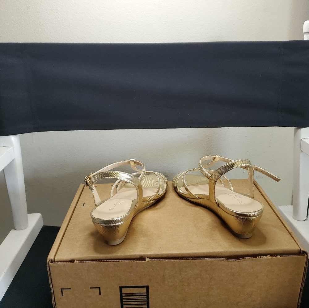 PARADOX LONDON Womens Tessa Wedge Sandal Size 5, Champagne - Picture 8 of 11